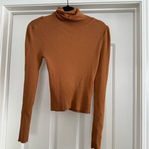 Topshop Ribbed Knit Sweater in Burnt Orange